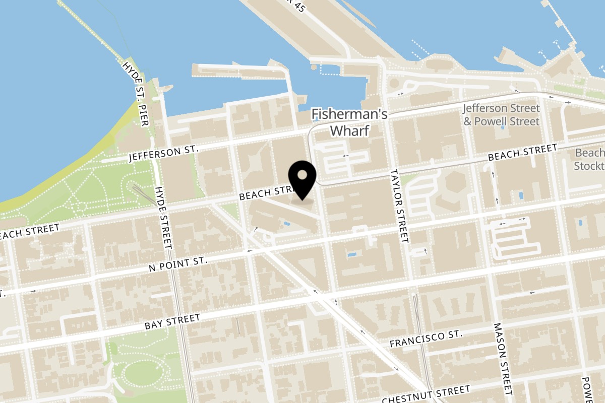 Map showing the location of Surisan on 505 Beach St in San Francisco